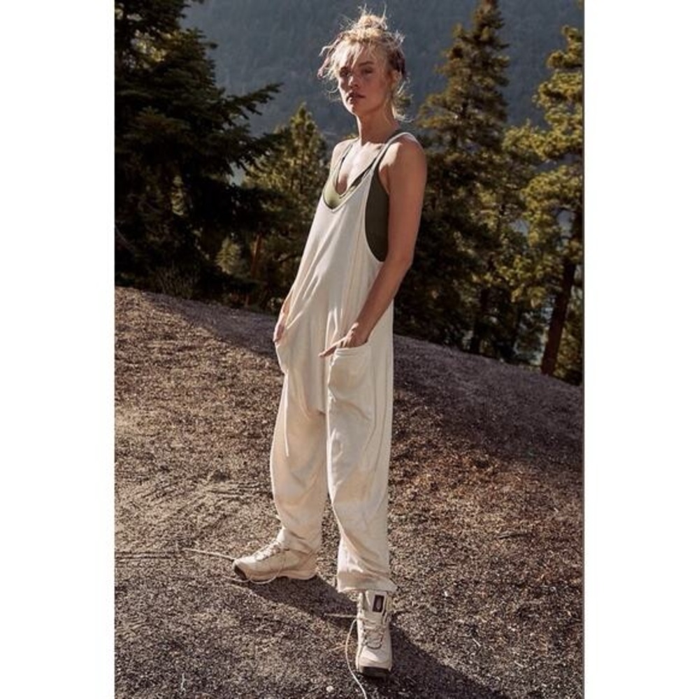 FP Movement by Free People Cream Oatmeal Hot Shot Jumpsuit small